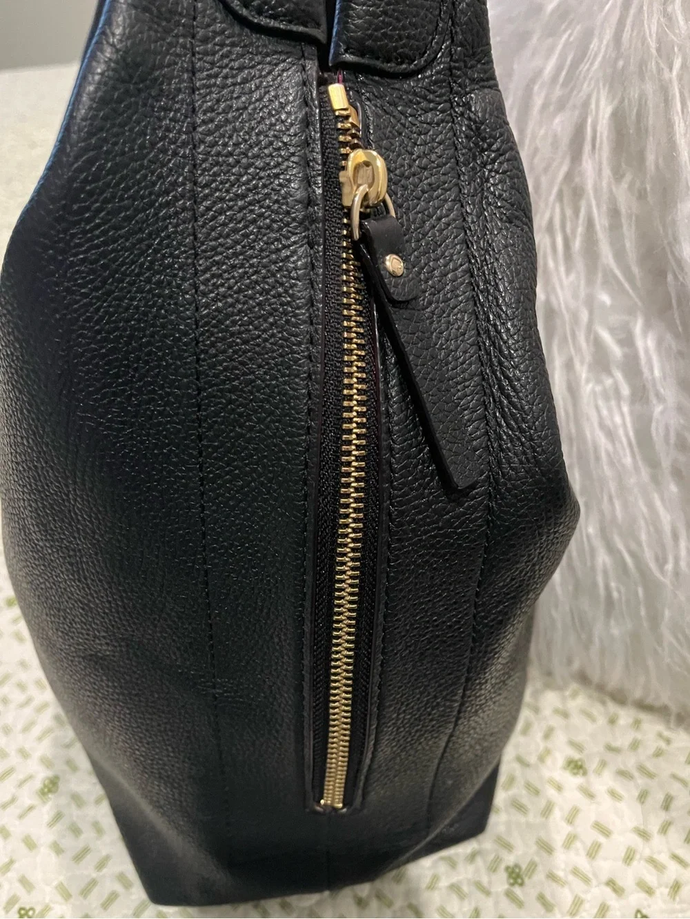 kate spade Mansfield Juniper Black Pebbled Leather Hobo Bag